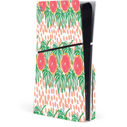 Bouffants and Broken Hearts Graphic Grapefruit PS5 Slim Disk Console Skin