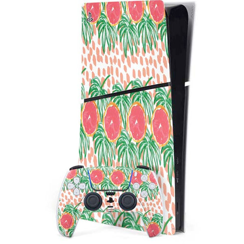 Bouffants and Broken Hearts Graphic Grapefruit PS5 Slim Digital Edition Console Skin