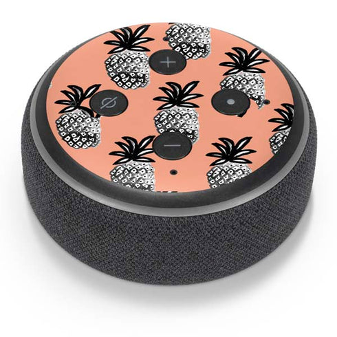 Bouffants and Broken Hearts Gray Scale Pineapple Amazon Echo Dot Skin