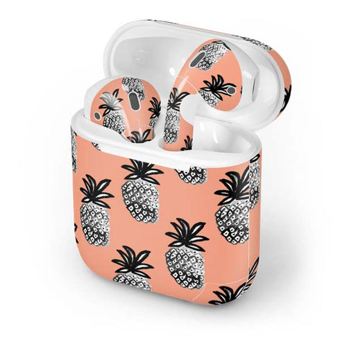 Bouffants and Broken Hearts Gray Scale Pineapple Apple AirPods Skin