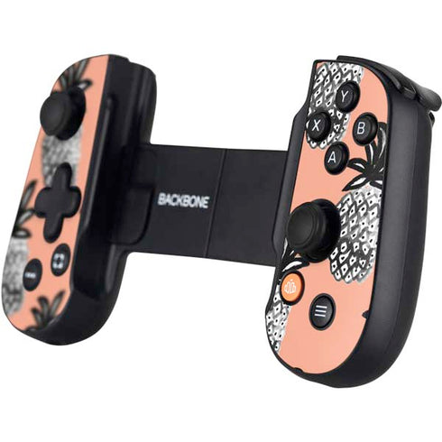 Bouffants and Broken Hearts Gray Scale Pineapple Backbone One for iPhone Game Controller Skin