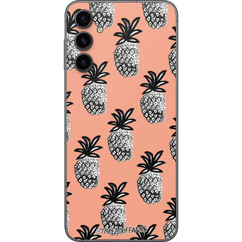 Bouffants and Broken Hearts Gray Scale Pineapple Galaxy A14 5G Skin