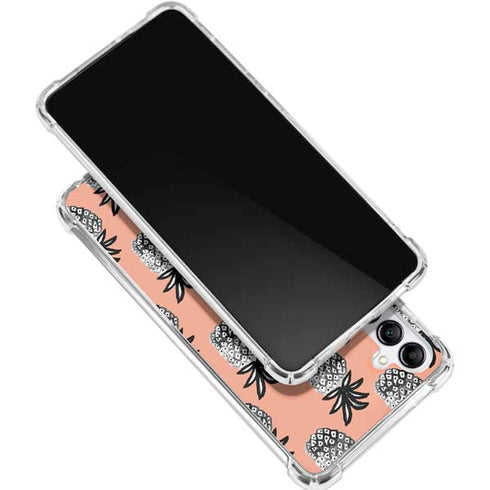 Bouffants and Broken Hearts Gray Scale Pineapple Galaxy A15 5G Clear Case