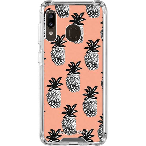 Bouffants and Broken Hearts Gray Scale Pineapple Galaxy A30 Clear Case