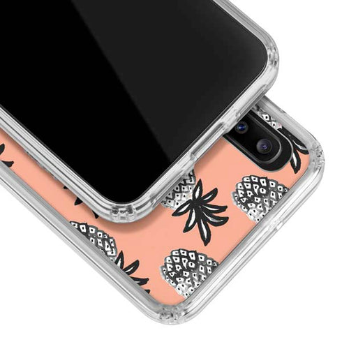 Bouffants and Broken Hearts Gray Scale Pineapple Galaxy A30 Clear Case