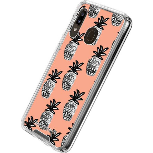 Bouffants and Broken Hearts Gray Scale Pineapple Galaxy A30 Clear Case