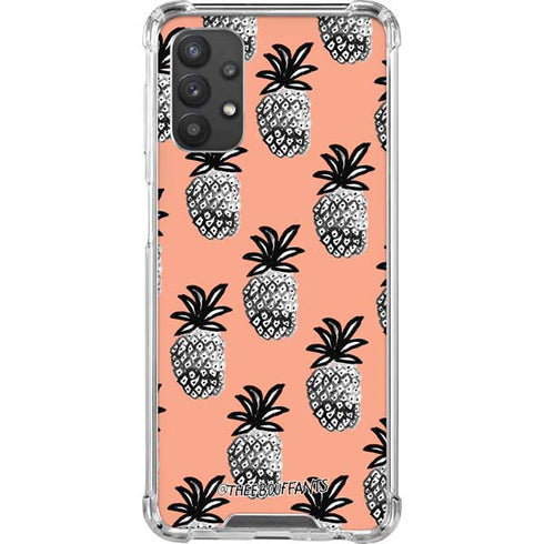 Bouffants and Broken Hearts Gray Scale Pineapple Galaxy A32 5G Clear Case