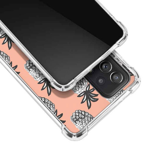 Bouffants and Broken Hearts Gray Scale Pineapple Galaxy A52 5G Clear Case