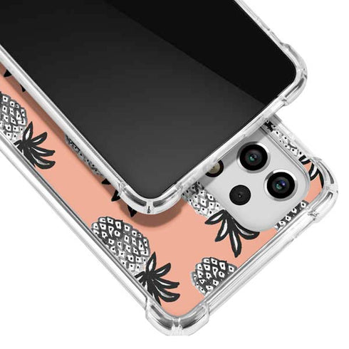 Bouffants and Broken Hearts Gray Scale Pineapple Galaxy A53 5G Clear Case