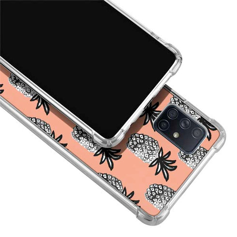 Bouffants and Broken Hearts Gray Scale Pineapple Galaxy A71 5G Clear Case