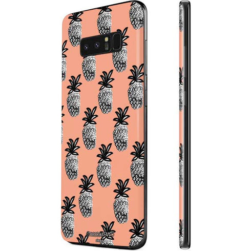 Bouffants and Broken Hearts Gray Scale Pineapple Galaxy Note 8 Skin
