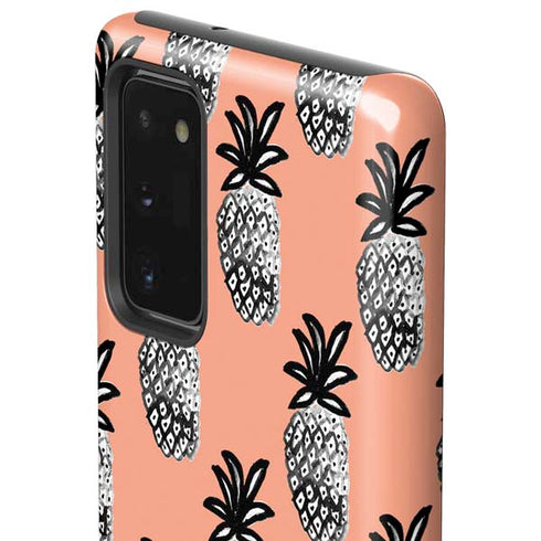 Bouffants and Broken Hearts Gray Scale Pineapple Galaxy Note20 5G Pro Case