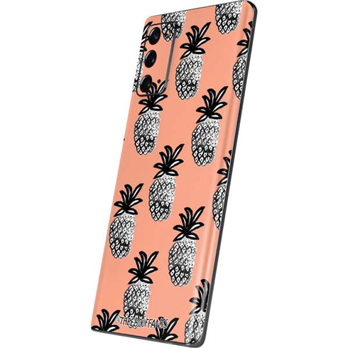 Bouffants and Broken Hearts Gray Scale Pineapple Galaxy Note20 5G Skin