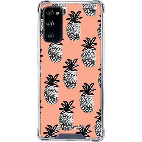 Bouffants and Broken Hearts Gray Scale Pineapple Galaxy S20 FE Clear Case