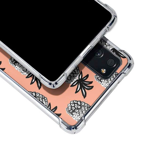 Bouffants and Broken Hearts Gray Scale Pineapple Galaxy S20 FE Clear Case