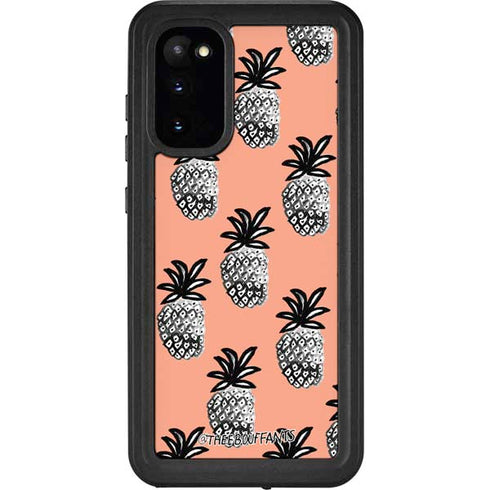 Bouffants and Broken Hearts Gray Scale Pineapple Galaxy S20 Waterproof Case