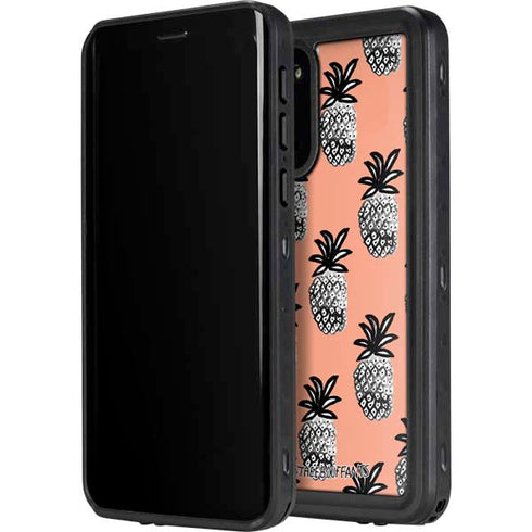 Bouffants and Broken Hearts Gray Scale Pineapple Galaxy S20 Waterproof Case