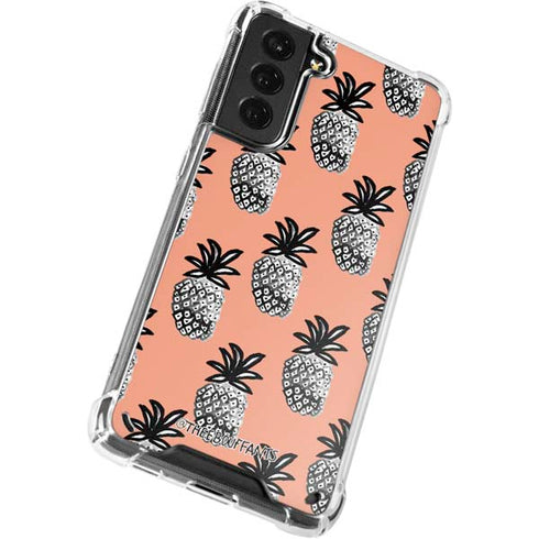 Bouffants and Broken Hearts Gray Scale Pineapple Galaxy S21 5G Clear Case