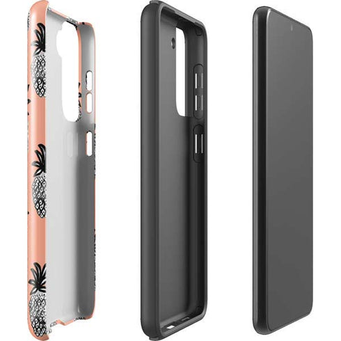 Bouffants and Broken Hearts Gray Scale Pineapple Galaxy S21 FE Pro Case