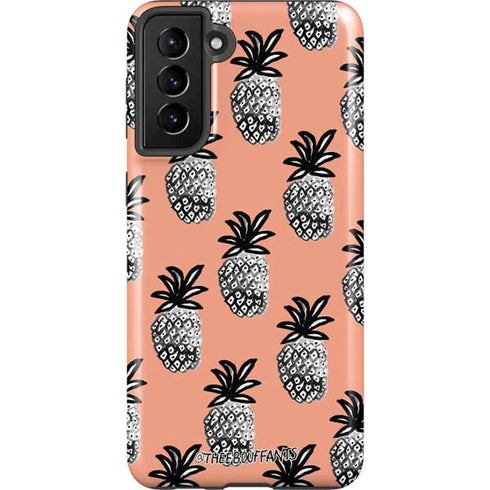 Bouffants and Broken Hearts Gray Scale Pineapple Galaxy S21 Plus 5G Pro Case