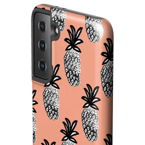 Bouffants and Broken Hearts Gray Scale Pineapple Galaxy S21 Plus 5G Pro Case