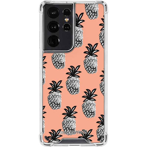 Bouffants and Broken Hearts Gray Scale Pineapple Galaxy S21 Ultra 5G Clear Case