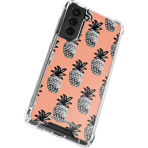 Bouffants and Broken Hearts Gray Scale Pineapple Galaxy S22 Clear Case