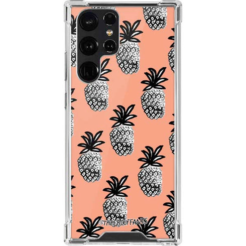 Bouffants and Broken Hearts Gray Scale Pineapple Galaxy S22 Ultra Clear Case