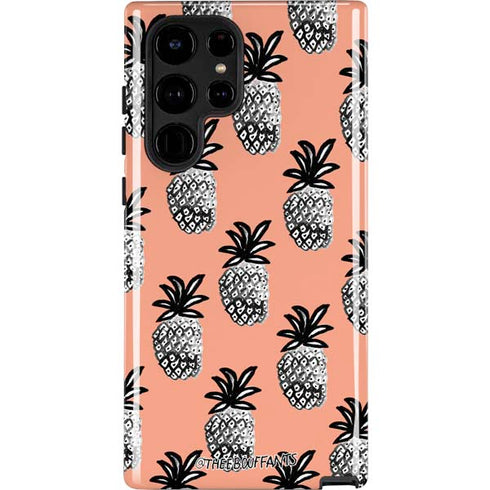Bouffants and Broken Hearts Gray Scale Pineapple Galaxy S22 Ultra Pro Case