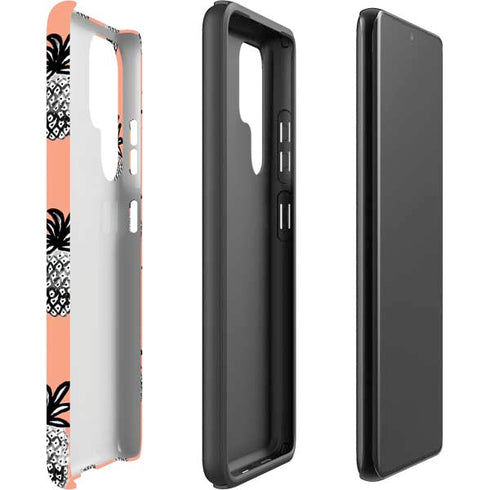 Bouffants and Broken Hearts Gray Scale Pineapple Galaxy S22 Ultra Pro Case