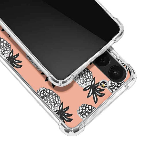 Bouffants and Broken Hearts Gray Scale Pineapple Galaxy S23 Plus Clear Case
