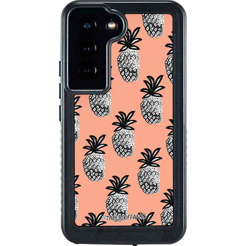 Bouffants and Broken Hearts Gray Scale Pineapple Galaxy S23 Waterproof Case