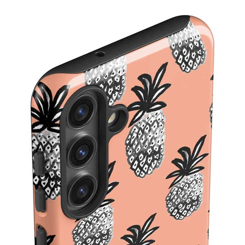 Bouffants and Broken Hearts Gray Scale Pineapple Galaxy S24 Plus Impact Case
