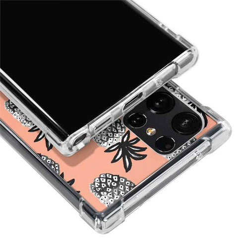 Bouffants and Broken Hearts Gray Scale Pineapple Galaxy S24 Ultra Clear Case