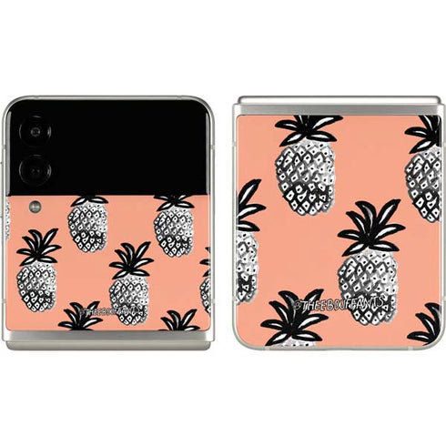 Bouffants and Broken Hearts Gray Scale Pineapple Galaxy Z Flip3 5G Skin