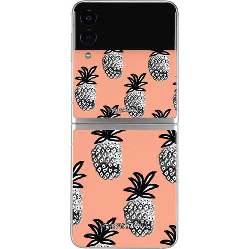 Bouffants and Broken Hearts Gray Scale Pineapple Galaxy Z Flip3 5G Skin