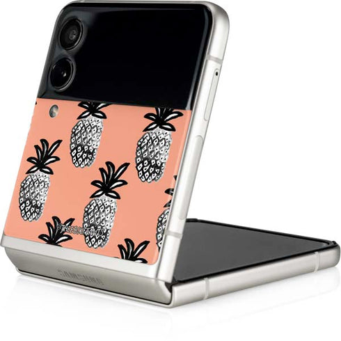 Bouffants and Broken Hearts Gray Scale Pineapple Galaxy Z Flip3 5G Skin