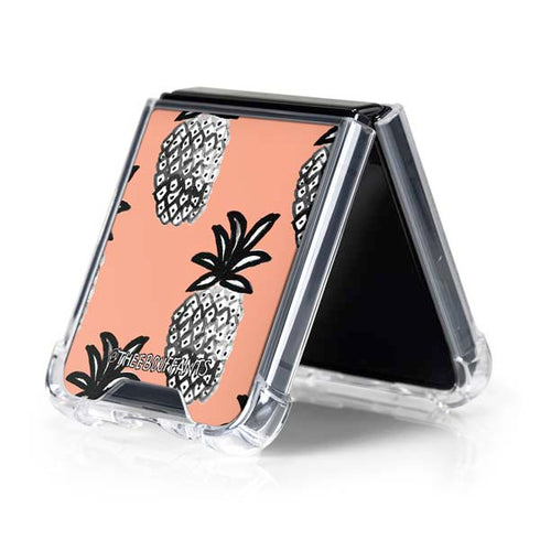 Bouffants and Broken Hearts Gray Scale Pineapple Galaxy Z Flip5 5G Clear Case