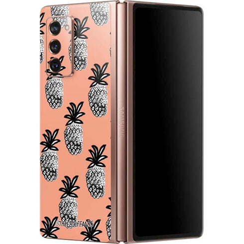 Bouffants and Broken Hearts Gray Scale Pineapple Galaxy Z Fold2 5G Skin