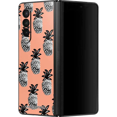 Bouffants and Broken Hearts Gray Scale Pineapple Galaxy Z Fold3 5G Skin