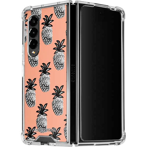 Bouffants and Broken Hearts Gray Scale Pineapple Galaxy Z Fold4 5G Clear Case