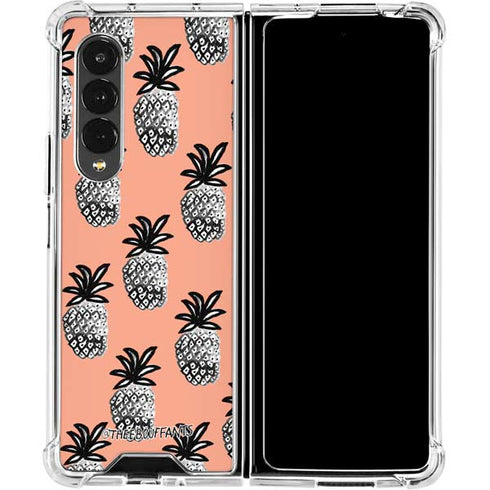Bouffants and Broken Hearts Gray Scale Pineapple Galaxy Z Fold4 5G Clear Case