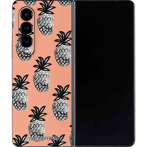 Bouffants and Broken Hearts Gray Scale Pineapple Galaxy Z Fold4 5G Skin