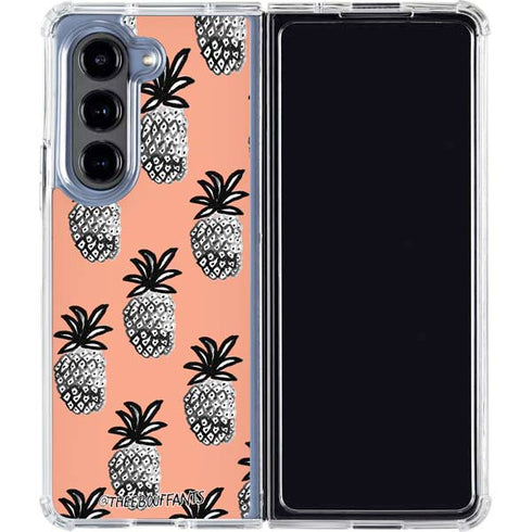 Bouffants and Broken Hearts Gray Scale Pineapple Galaxy Z Fold5 5G Clear Case