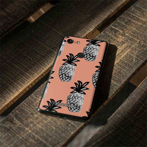 Bouffants and Broken Hearts Gray Scale Pineapple Google Pixel 3 Skin