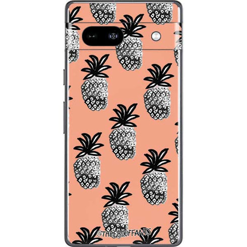 Bouffants and Broken Hearts Gray Scale Pineapple Google Pixel 7a Skin