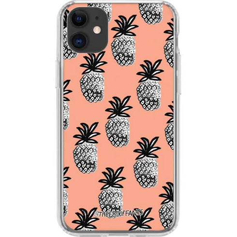 Bouffants and Broken Hearts Gray Scale Pineapple iPhone 11 Clear Case