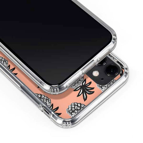 Bouffants and Broken Hearts Gray Scale Pineapple iPhone 11 Clear Case