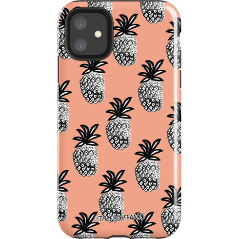 Bouffants and Broken Hearts Gray Scale Pineapple iPhone 11 Impact Case
