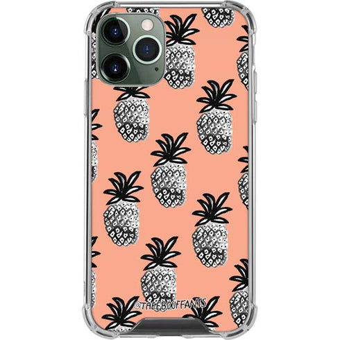 Bouffants and Broken Hearts Gray Scale Pineapple iPhone 11 Pro Max Clear Case